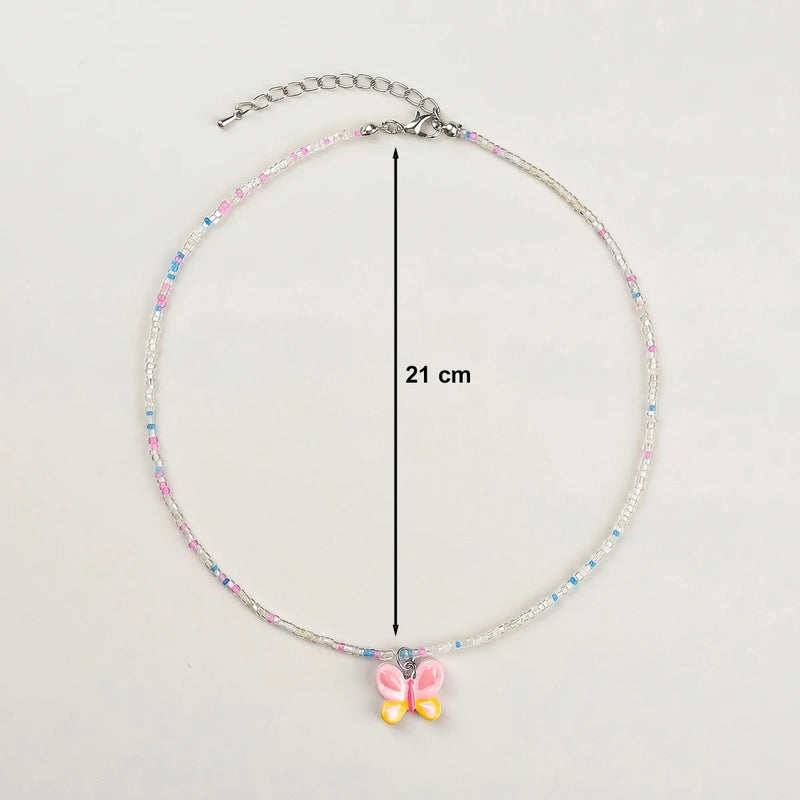 Pack Of 4 Girls Multicolour Beaded Charm Necklace Sets Necklace and Chains