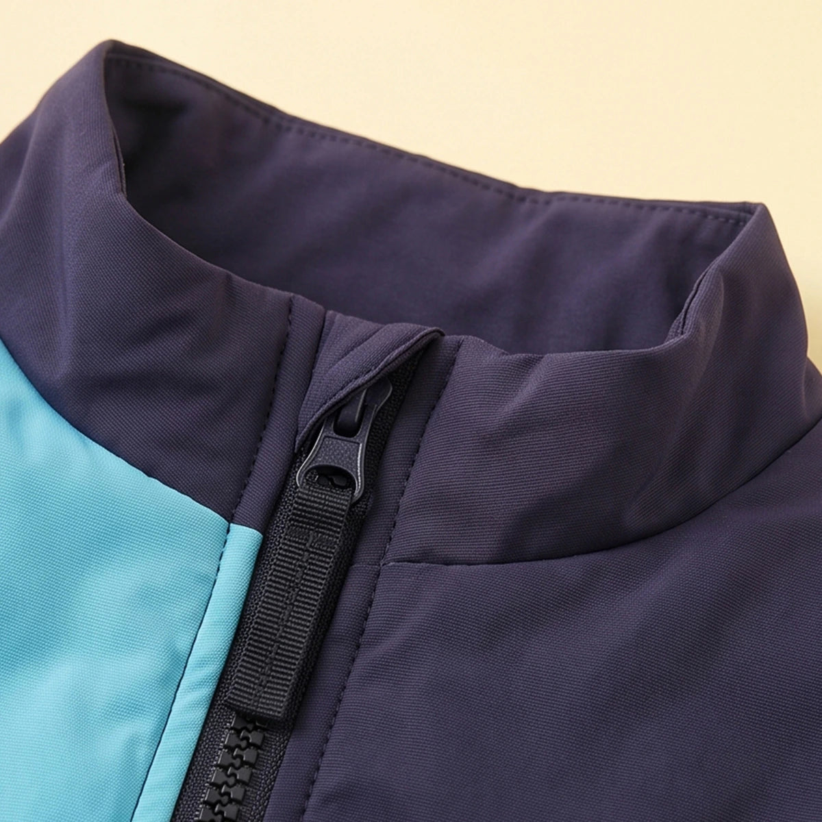Boys Navy Blue Colorblocked Sleeveless Jacket Coats & Jackets