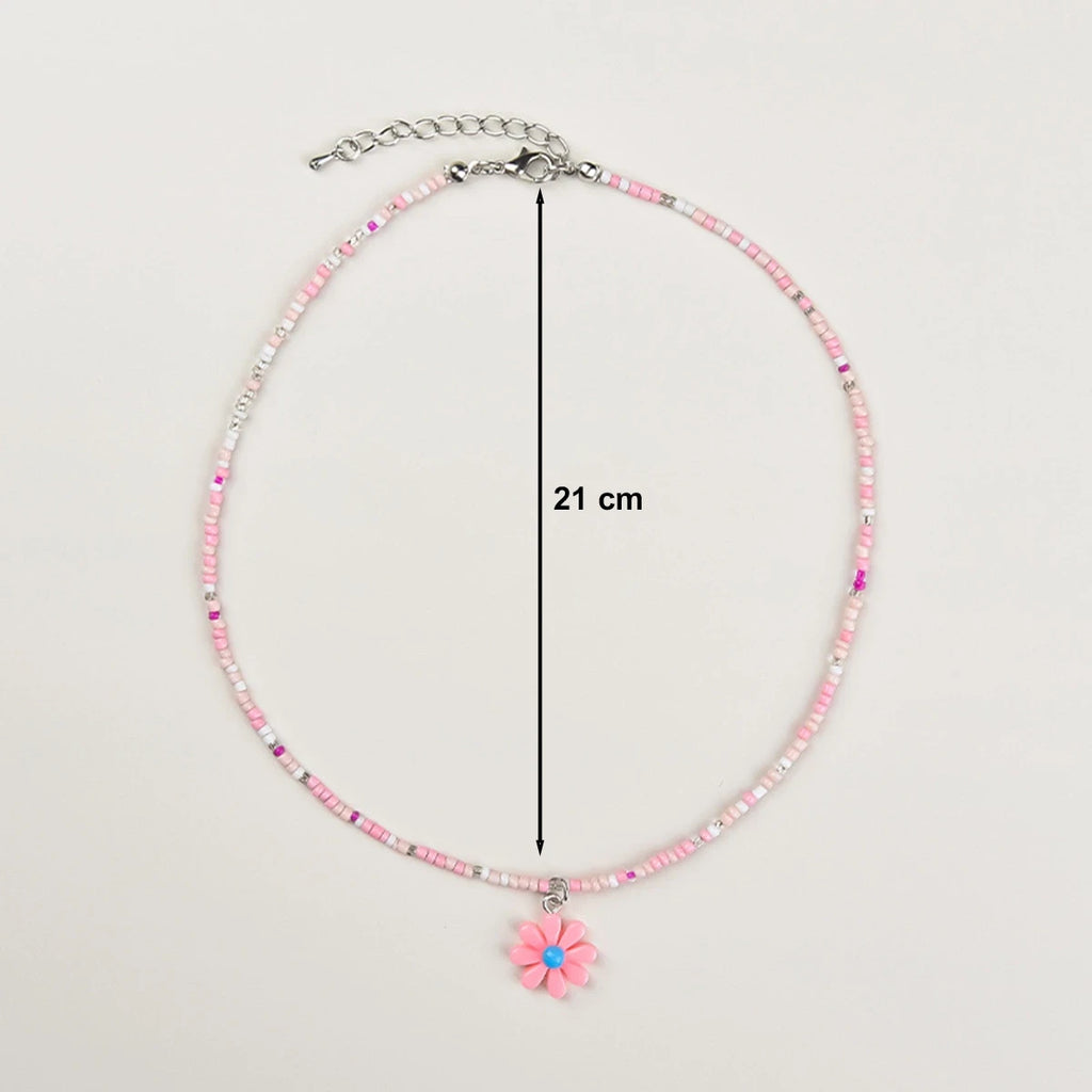 Pack Of 2 Girls Multicolour Floral Bead Necklace Sets Necklace and Chains