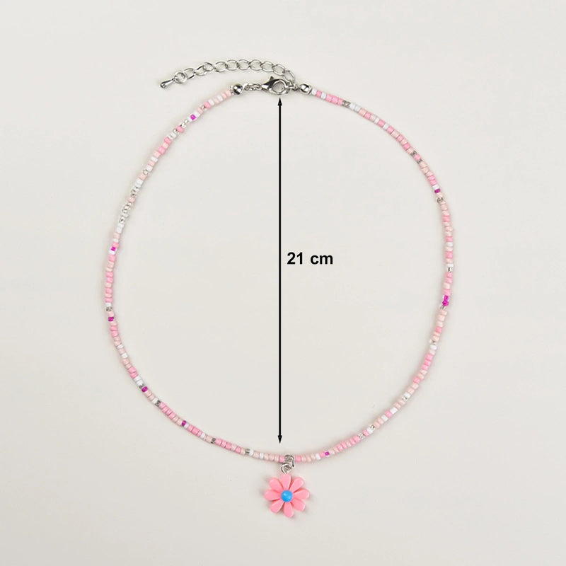Pack Of 2 Girls Multicolour Floral Bead Necklace Sets Necklace and Chains
