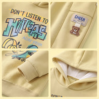 Boys Yellow Typographic Hooded Sweatshirt With joggers Sets Sets