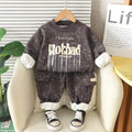 Boys Grey Typographic Regular Sweatshirt With Pants Sets 2 pc. Sets Grey 1-2 Y