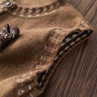 Boys Brown Sleeveless Cardigan With Long Sleeve Checked Shirt & Pants Set Sets