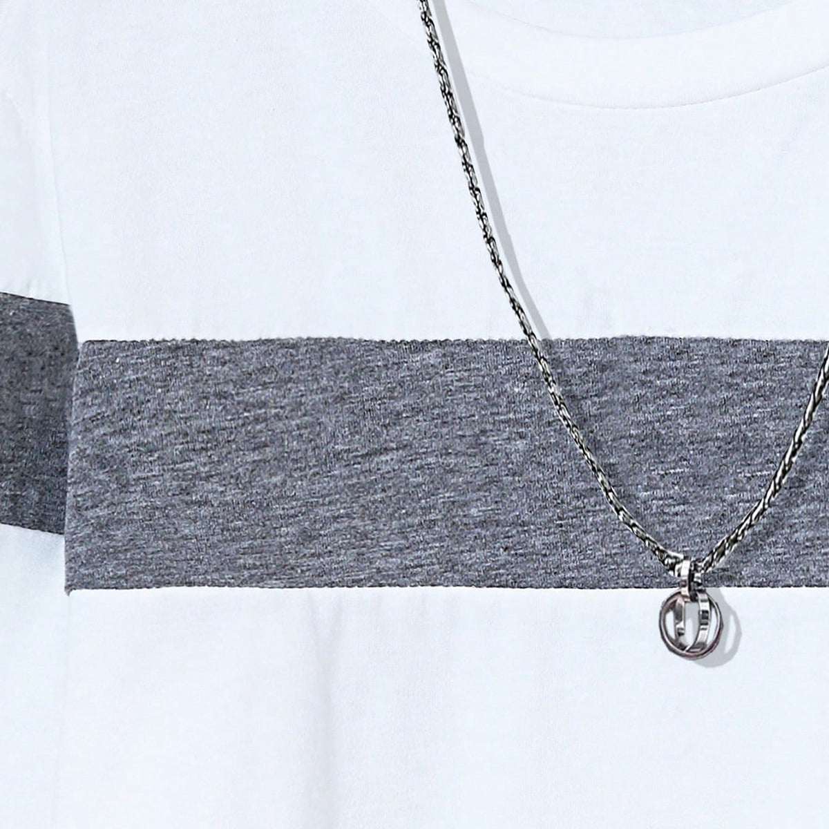 Boys White Long Sleeve Round Neck Color-blocked T-Shirt Tshirts