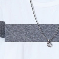Boys White Long Sleeve Round Neck Color-blocked T-Shirt Tshirts