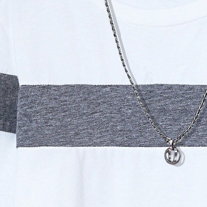 Boys White Long Sleeve Round Neck Color-blocked T-Shirt Tshirts
