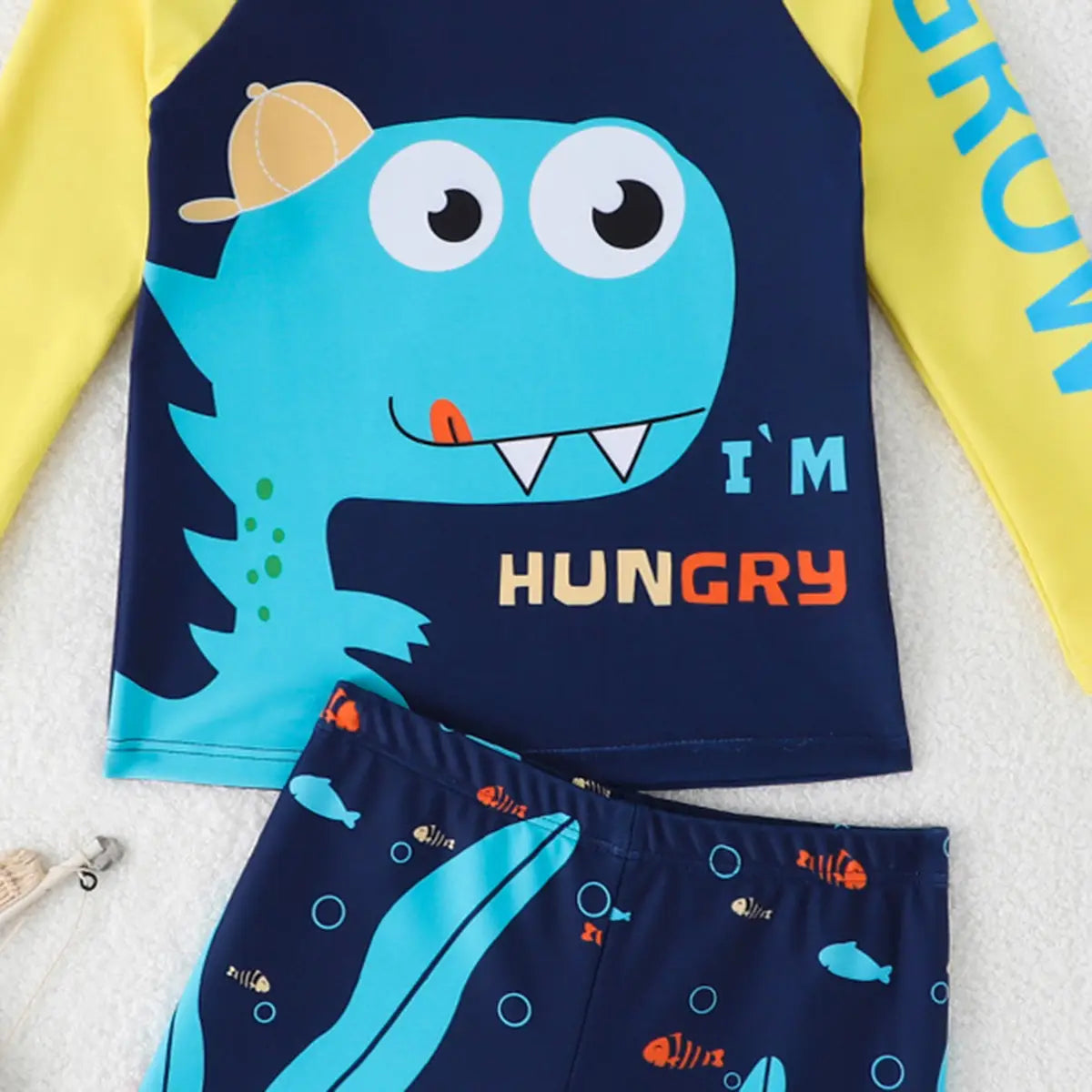 Boys Navy Blue Graphics T-Shirt With Shorts Swimwear Sets Beachwear