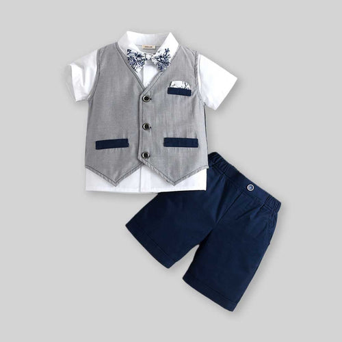 Boys Sleeveless Waistcoat With Shirt & Shorts Set 3 pc. Sets   