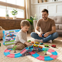 Flexible Race Track Toy -134 PCS Electric Rail Car Set with Bridge, Bendable Tracks & Battery Vehicle Toy for Boys & Girls Trending Accessories