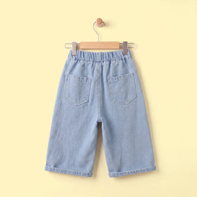 Girls Light Blue Unicorn Embroidered Denim Jeans Pants
