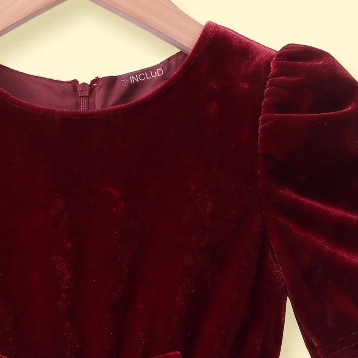 Girls Maroon Puff Sleeve High-Low Party Dress Party Dresses