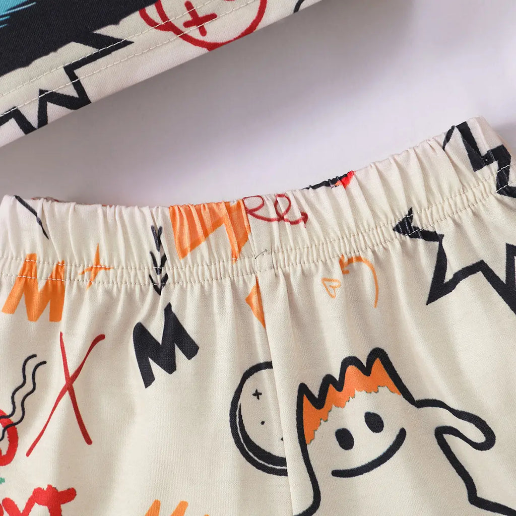 Girls Apricot Panda Printed Short Sleeves T-Shirt With Shorts Set Sets