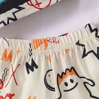 Girls Apricot Panda Printed Short Sleeves T-Shirt With Shorts Set Sets