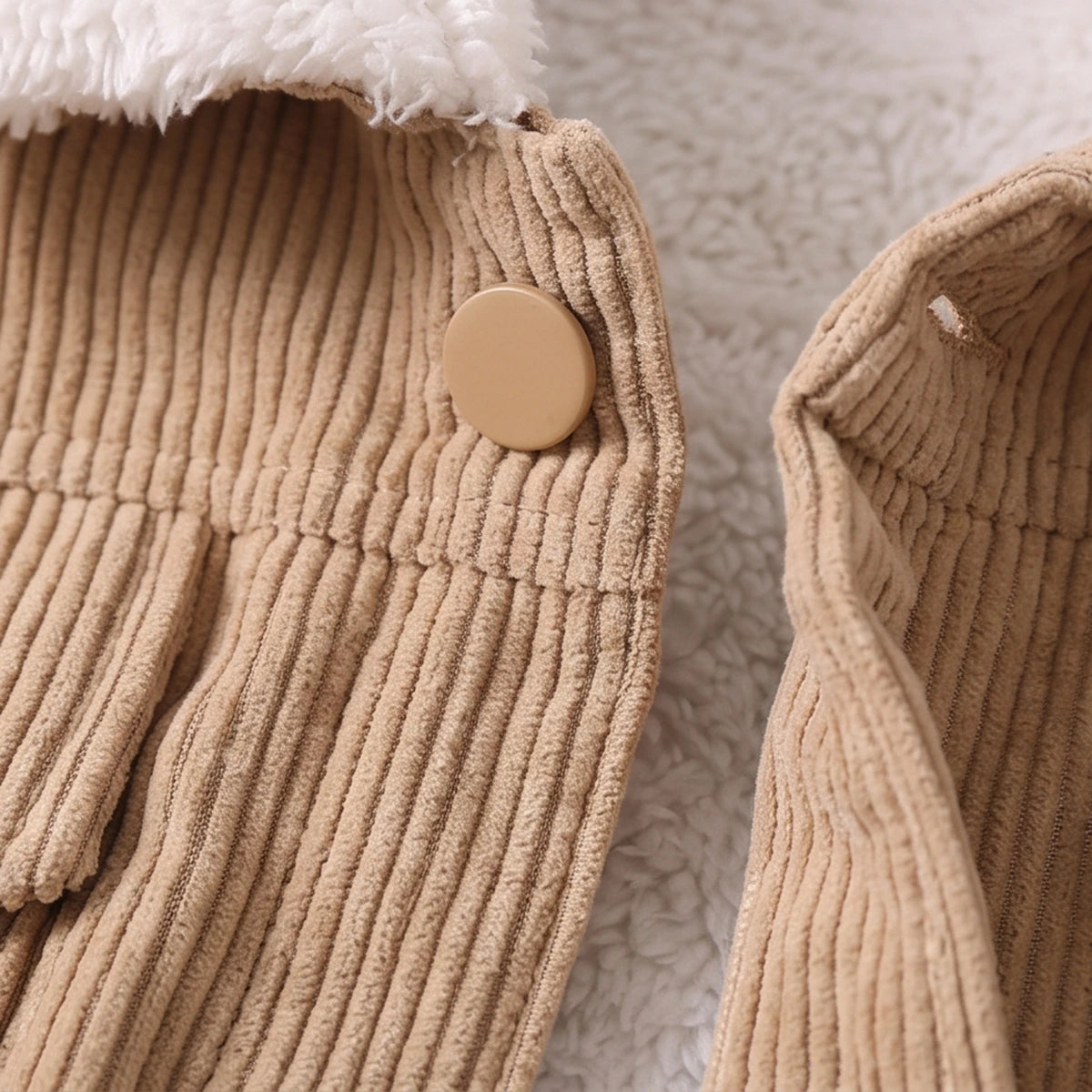 Girls Light Brown Textured Long Sleeve Jacket Coats & Jackets