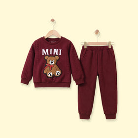 Boys Brown Embroidered Sweatshirt With Pants Sets 2 pc. Sets Brown 3-4 Y
