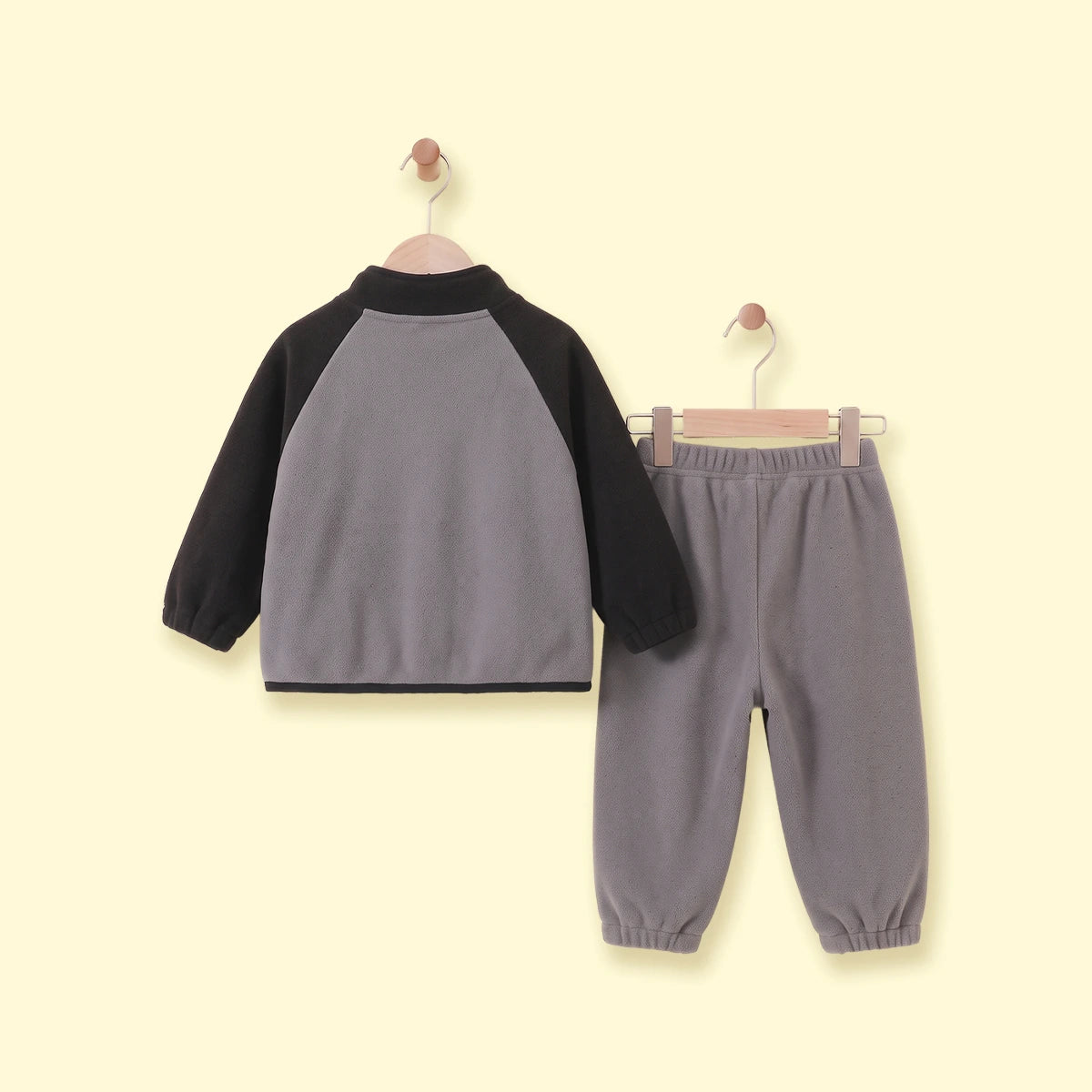Boys Grey Colourblocked Long Sleeve Jacket With Pants Sets 2 pc. Sets
