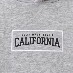 Boys Grey Typographic Printed Hooded Sweatshirt With Jogger Sets Sets