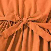 Girls Orange Flutter Sleeves Casual Dress Casual Dresses