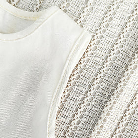 Girls White Sleeveless A-Line Top With Stripe Pants & Sling Bag Sets Sets