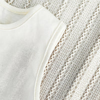 Girls White Sleeveless A-Line Top With Stripe Pants & Sling Bag Sets Sets
