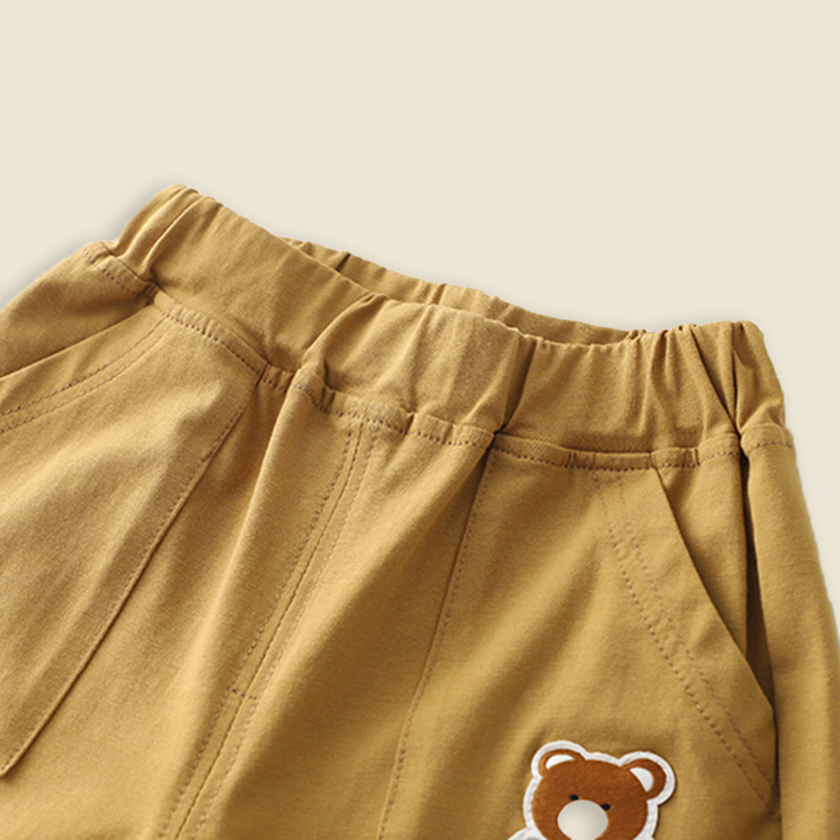 Boys Khaki Teddy Patch Polo T-shirt With Shorts Set Sets