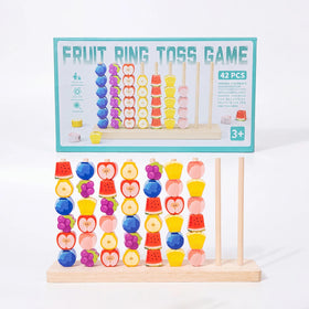 Fruit Ring Toss Game -42 Pieces Wooden Stacking & Ring Toss Toy Trending Accessories Multicolor Onesize