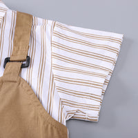 Boys Khaki Striped Short Sleeve Shirt With Shorts Set 2 pc. Sets