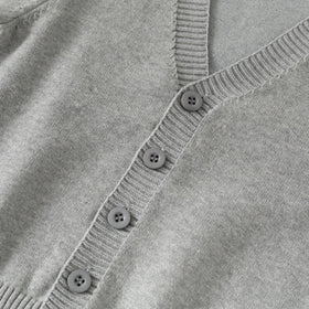 Boys Grey Solid Long Sleeves Cardigan Sweaters & Cardigans