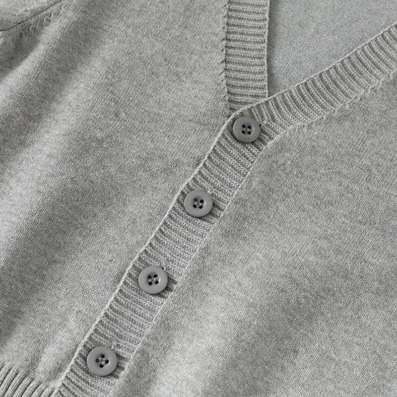 Boys Grey Solid Long Sleeves Cardigan Sweaters & Cardigans