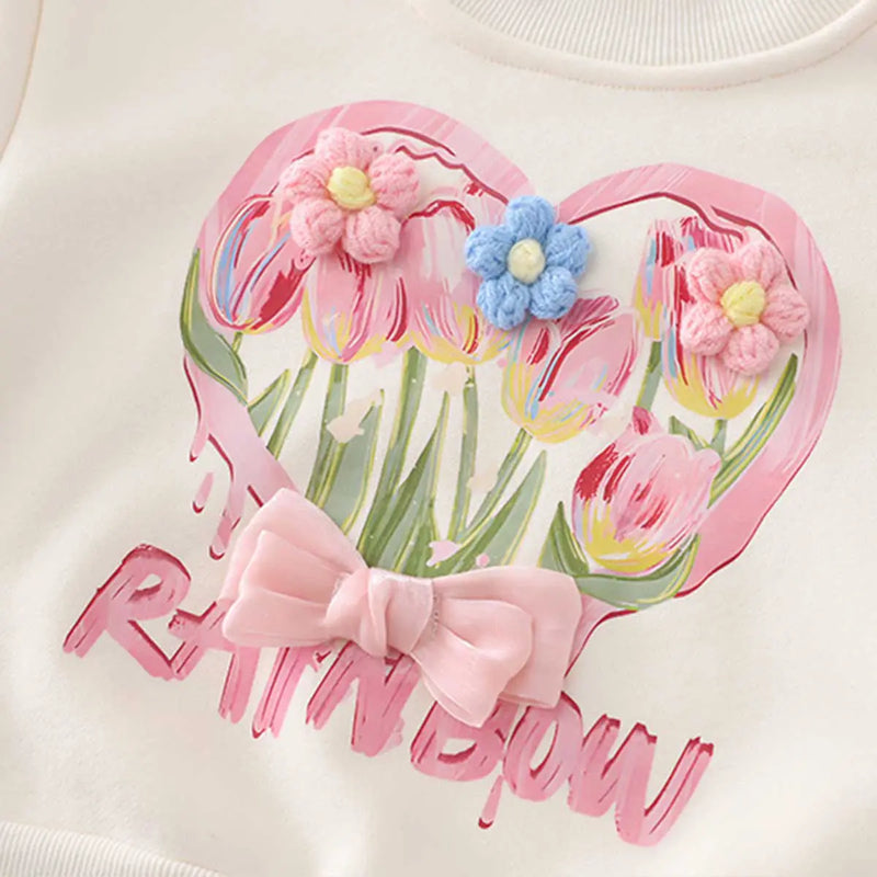 Girls Off White Floral Sweatshirt With Joggers Set Sets