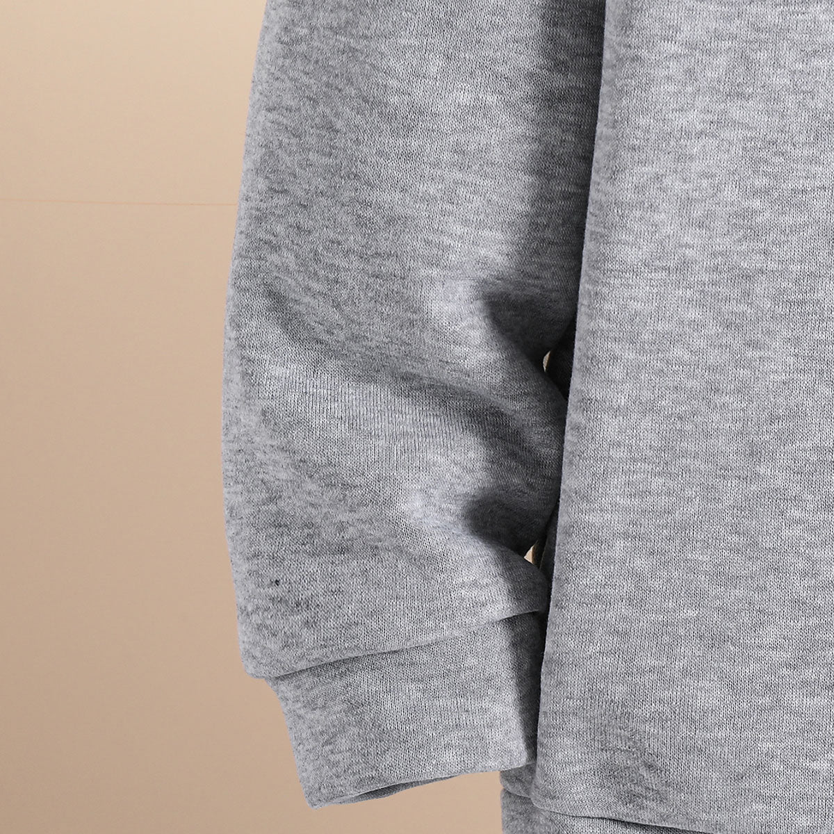 Boys Grey Melange Spooky Printed Hooded Sweatshirt with Joggers Set Sets