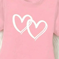 Girls Pink Heart Print Short Sleeve T-Shirt Dress Casual Dresses