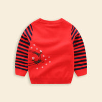 Boys Red Self-Design Christmas Themed Knitted Sweater Sweaters & Cardigans