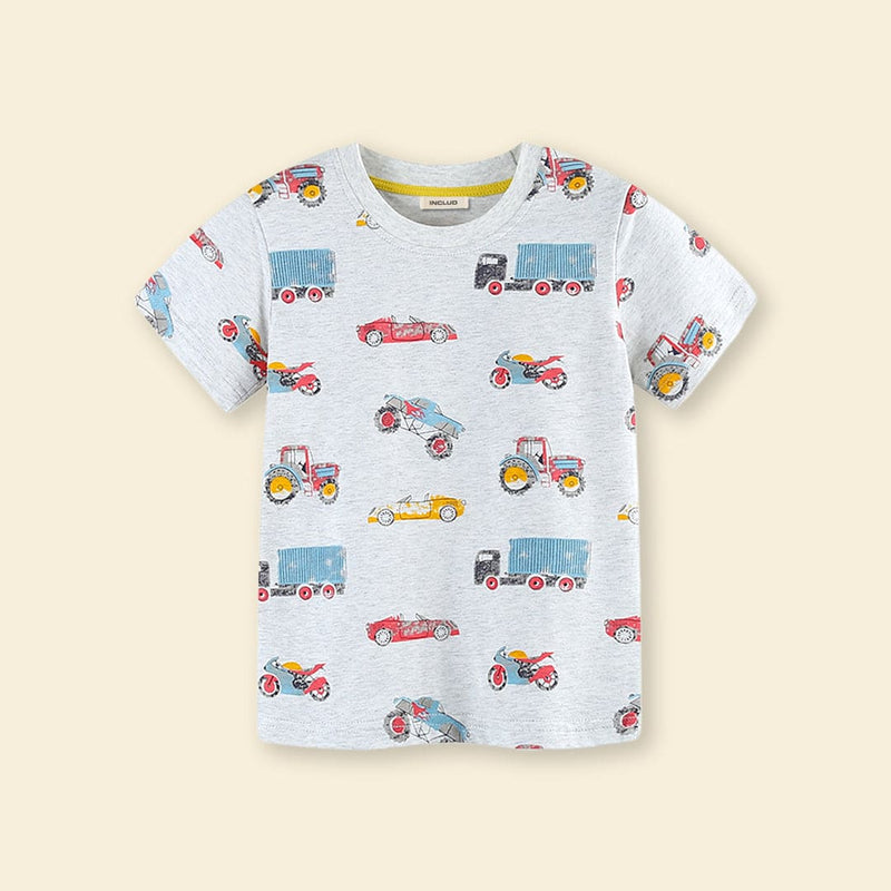 Boys Car Printed Short Sleeves T-Shirt Tshirts   