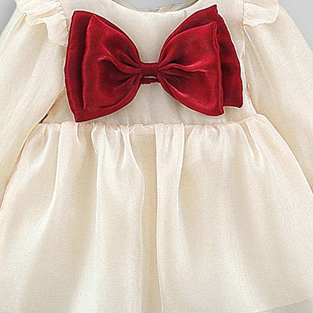 Girls Short Sleeve Square Neck Dress With Bow Casual Dresses   