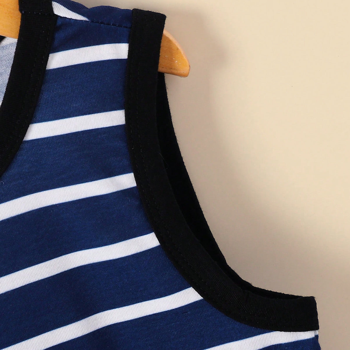 Boys Blue Striped Graphic Printed Vest With Shorts Set 2 pc. Sets