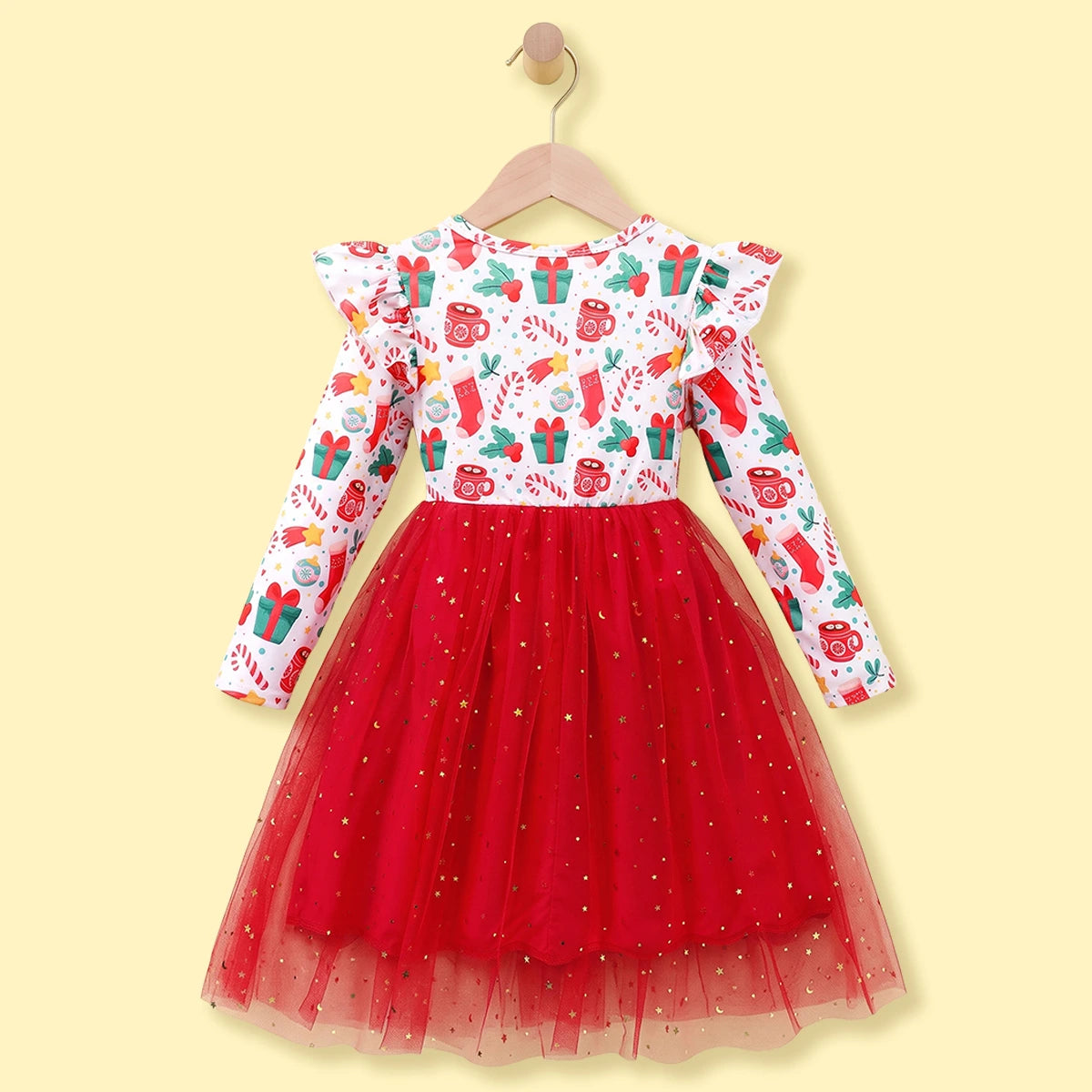 Girls Red Christmas Theme Printed Fit & Flare Dress Casual Dresses