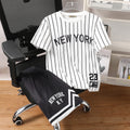 Boys Striped Short Sleeves T-Shirt With Black Shorts Set 2 pc. Sets Black 7-8 Y