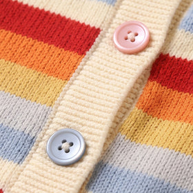 Girls Multicolour Striped Long Sleeve Cardigan Sweaters & Cardigans