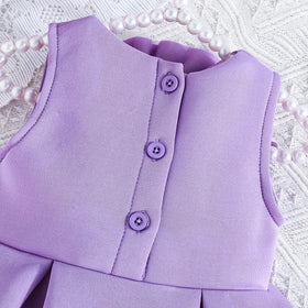 Girls Purple Sleeveless Dress with 3D Flower Embellishment Casual Dresses