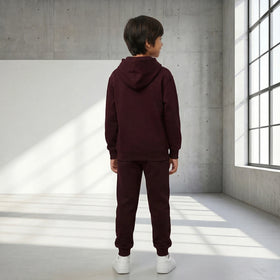 Boys Maroon K-Pop Neo Sound Graphics Hoodie With Jogger Co-ord Sets Sets