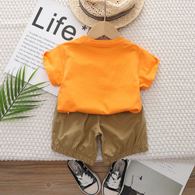 Boys Orange Short Sleeve Graphic T-Shirt With Shorts Set 2 pc. Sets