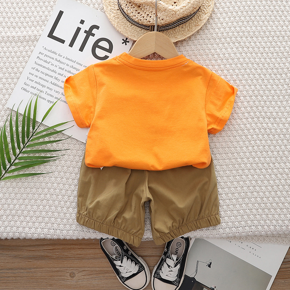 Boys Orange Short Sleeve Graphic T-Shirt With Shorts Set 2 pc. Sets