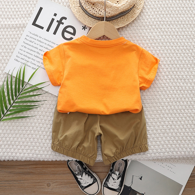 Boys Orange Short Sleeve Graphic T-Shirt With Shorts Set 2 pc. Sets