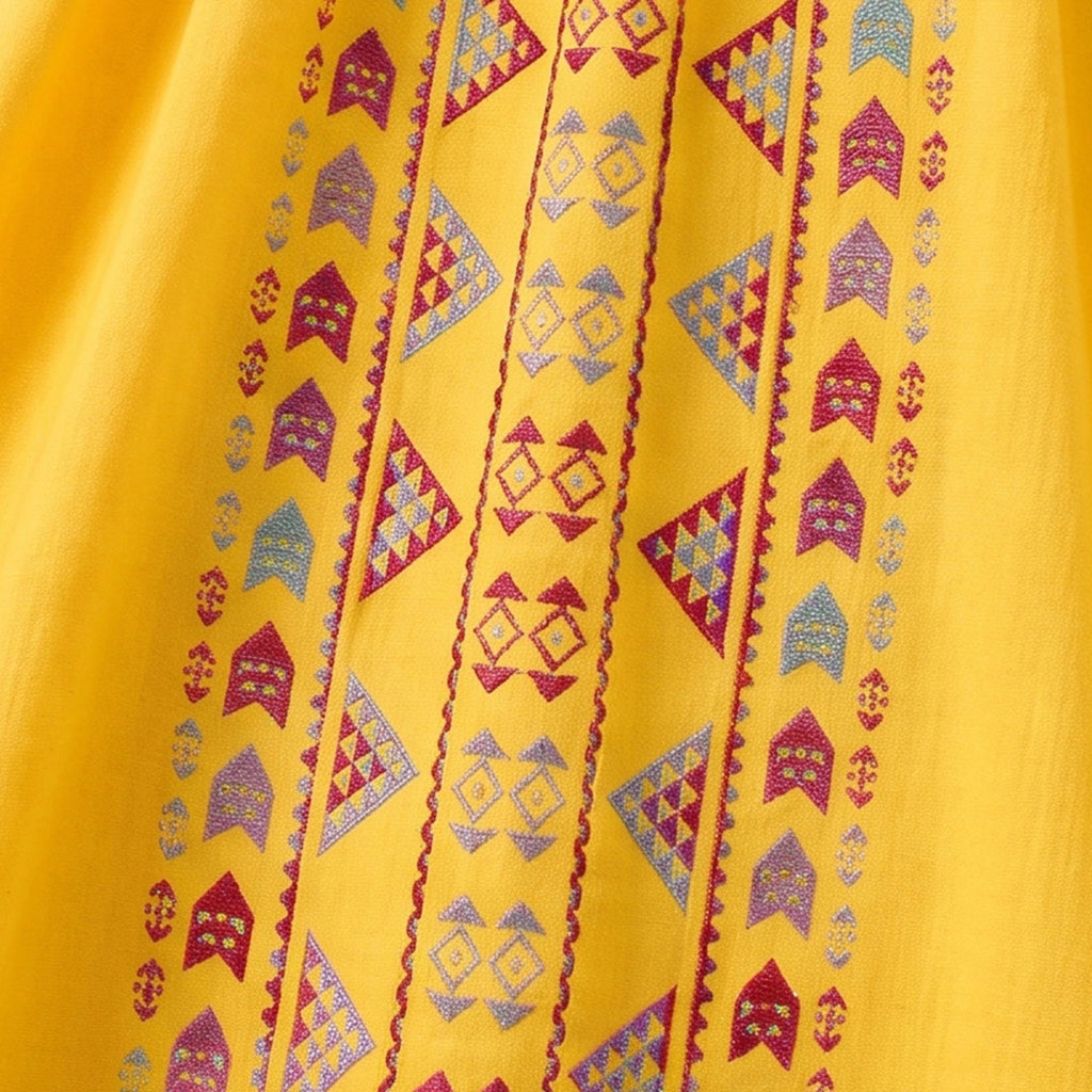 Girls Yellow Ethnic Motifs Print Fit & Flare Dress Casual Dresses