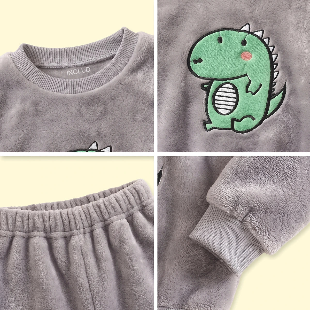 Boys Grey Dinosaur Applique Sweatshirt With Pants Sets 2 pc. Sets