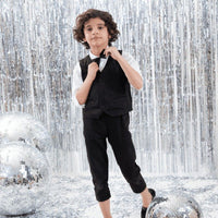 Boys Sleeveless Waistcoat With Shirt & Suspender Pants Set Sets