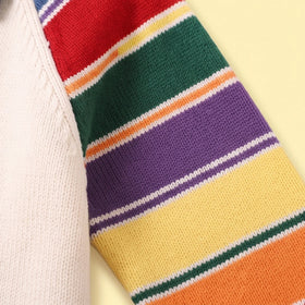 Girls Multicolour Striped Raglan Sleeve Cardigan Sweaters & Cardigans