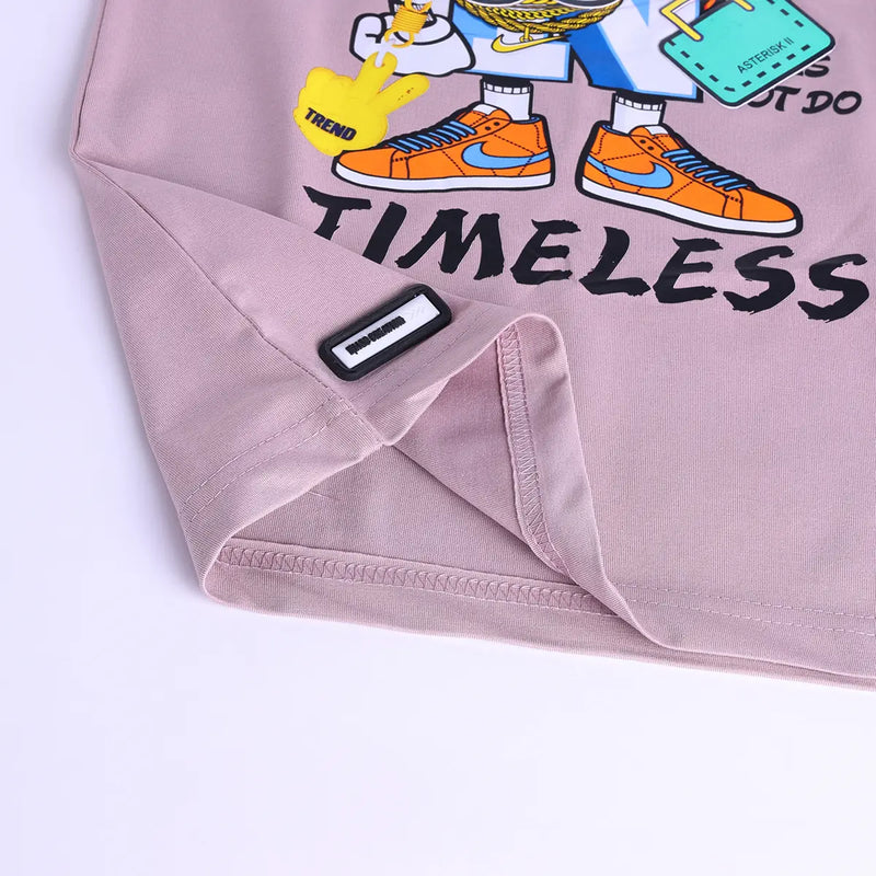 Boys Light Pink Graphic Short Sleeve T-Shirt With Elasticated Cargo Shorts Sets Sets