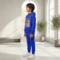 Boys Dark Blue K-Pop Nova Beat Graphics Hoodie With Jogger Co-ord Sets Sets